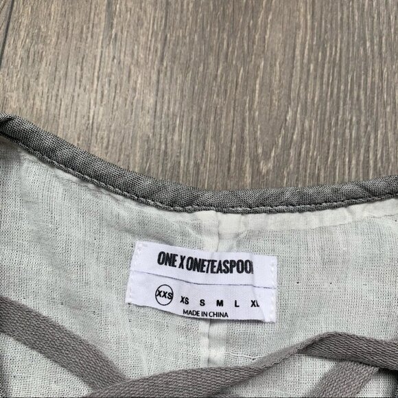 Free People One Teaspoon Dirty Work Tank Top Sleeveless Lace Up Grey XXS - Picture 10 of 17